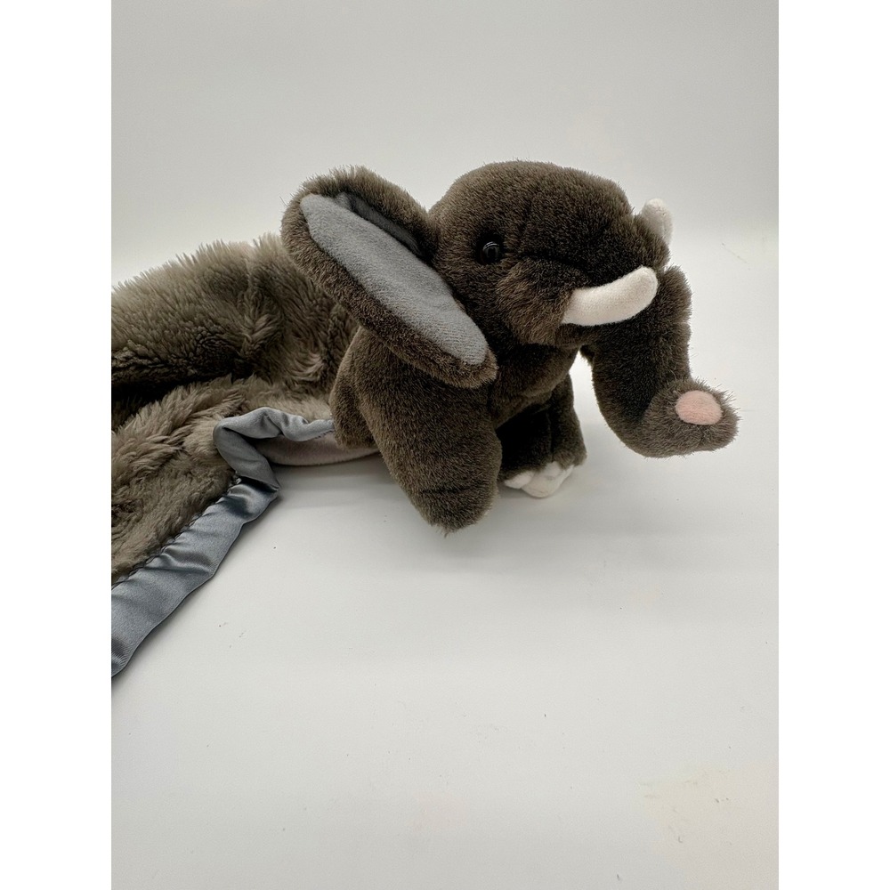 My Banky Elephant Security Blanket Gray Plush Satin Trim Lovey Snuggler